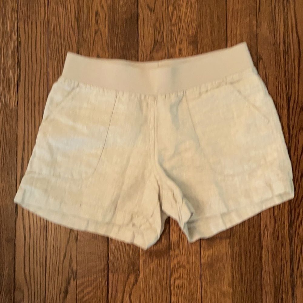 Allen Allen Sz S Tan Linen Comfort Waist Shorts
